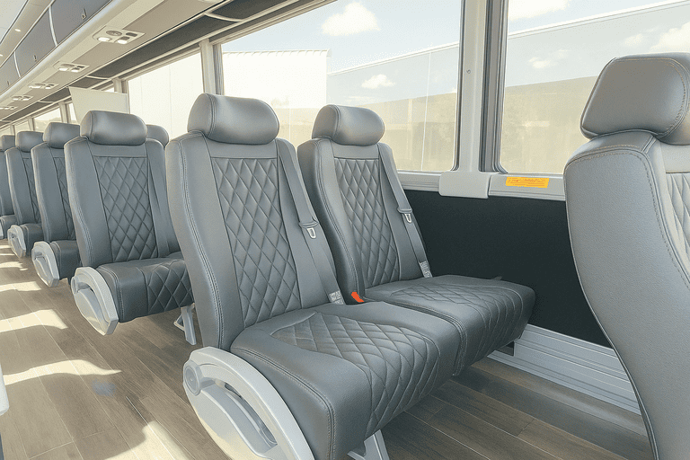 interior of Austin Shuttle Bus Rentals charter bus