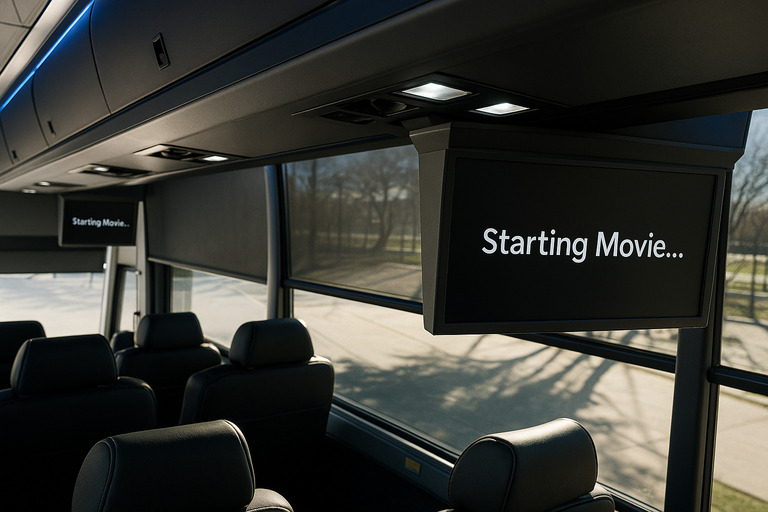 onboard tv on Shuttle Bus